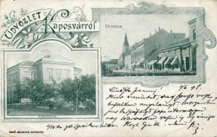 1898 Kaposvár Fő utca, gimnázium, floral (EB)