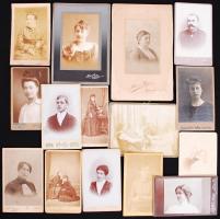 1860-1920 15db keményhátú fotó klf műtermekből (Klösz György, Szentkuty István etc.) klf méretben és minőségben