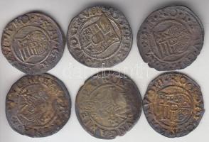 1500-as évek 6db dénár T:vegyes