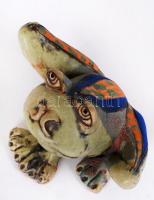 Vertel Andrea (1953-): Béka. Festett kerámia, jelzett, hibátlan, m:14 cm, sz:27 cm