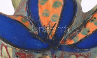 Vertel Andrea (1953-): Béka. Festett kerámia, jelzett, hibátlan, m:14 cm, sz:27 cm