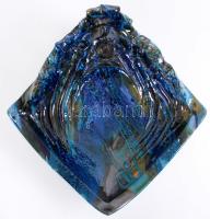 Katona Endre (keramikus): Nagy tál, festett mázas kerámia, jelzett, hibátlan, 39×39 cm, m:20 cm