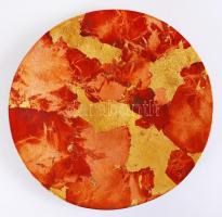 Bertók Éva (keramikus): Dekoratív dísztál, festett kerámia, jelzett, hibátlan, d:33 cm, m:4 cm