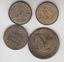 Amerikai Egyesült Államok/Kanada/Nagy-Britannia 1800-1900-as évek 4db klf ezüstpénz T:2-,3
USA/Canad...