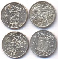 Holland Kelet-India 1938-1941S,P-1942S 1/10G (4x) T:2 Netherlands East Indies 1938-1941S,P-1942S 1/10 Gulden (4x) C:XF