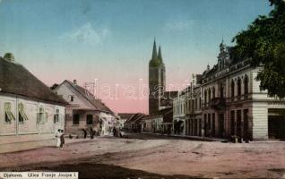 Diakovár, Djakovo;  Franje Josipa ulica / street, church