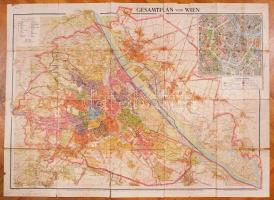 cca 1910 Egy nagyméretű és egy kisebb Bécs térkép újságra ragasztva / Large and smaller map of Vienna 110x80 cm