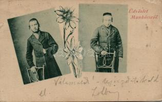 Jewish men, Munkács, judaica (small tear)