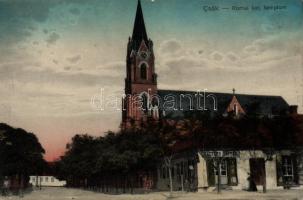 Csák with catholic church, shop (small tear)