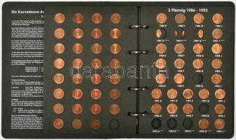 NSZK 1950-2001. 101db különböző 2Pf érme, gyűjtői karton albumban, a gyűjtemény hiányos, kiegészítés...