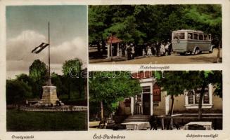 Érd-Parkváros, országzászló, autóbusz megálló, Sabjanics vendéglő