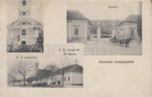 Budajenő katolikus templom és iskola, kastély (kis szakadás / small tear)