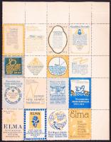 1913-1915 Elma, Grafikai szemle, stb. 16 db klf levélzárót tartalmazó kisív.