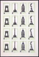 1930 Nemzetközi Építészkongresszus és Tervkiállítás 3db kétnyelvű levélzáró, fogazott és vágott ív