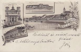 1899 Vác Siket-néma intézet, fegyintézet, Nagytemplom, floral, litho (kis szakadás / small tear)