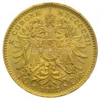 Ausztria 1912. 10K Au "Ferenc József" (3.39g) utánveret T:2 ph.
Austria 1912. 10 Kronen Au...