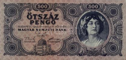 1945. 500P (9x) közte egymásutáni és közeli sorszámmal! T:I- (hajtatlanok)