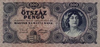 1945. 500P (9x) közte egymásutáni és közeli sorszámmal! T:I- (hajtatlanok)