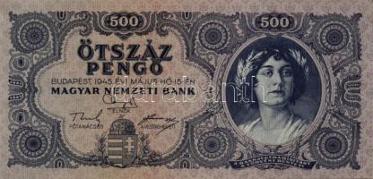 1945. 500P (9x) közte egymásutáni és közeli sorszámmal! T:I- (hajtatlanok)