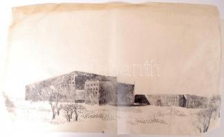 1930 Az Erzsébet sugárút tervpályázatára készült 3 db rajzból álló pályamű. Pauszpapíron 29x45 cm