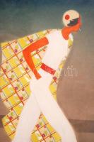 Csató jelzéssel: Ruha terv a 30-as évekből. Vegyes technika, papír, üvegezett keretben, 40×28 cm