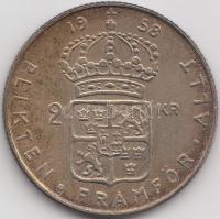 Svédország 1958. 2K Ag "VI. Gusztáv Adolf" T:2 Sweden 1958. 2 Krona Ag "Gusztaf VI Adolf" C:XF