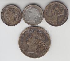 Hong-Kong 1893-1900. 1c Ag (2x) + 10C Ag + 20C Ag "Viktória" T:vegyes Hong-Kong 1893-1900. 1 Cent Ag (2x) + 10 Cents + 20 Cents Ag "Victoria" C:mixed