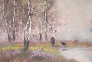 Kézdi Kovács László (1864-1942):Tavaszi séta. Olaj, karton, jelzett, keretben, 60×80 cm