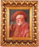 Stoitzner jelzéssel: Borozgató. Olaj, karton, antik keretben, 22×17 cm