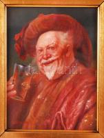 Stoitzner jelzéssel: Borozgató. Olaj, karton, antik keretben, 22×17 cm