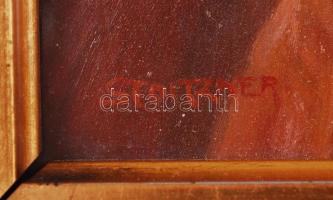 Stoitzner jelzéssel: Borozgató. Olaj, karton, antik keretben, 22×17 cm