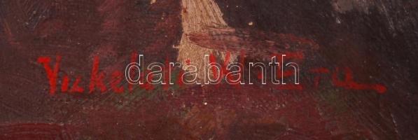 Vízkelety Witmann Eta (1836-1912): Udvarlás. Olaj, vászon, antik keretben, 50×40 cm