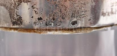 Cca 1900 Ezüst (Ag.) karaffa. Jelzett, ezüst fogóval és zsanérokkal, nyitható fedéllel, csiszolt ólo...