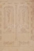 cca 1955 Latinovits Zoltán építészhallgatóként készített bútorterve 40x51 cm