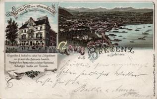 1898 Bregenz, Hotel Post zum schwarzer Adler, litho