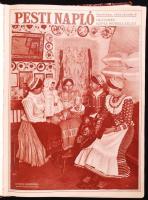 1929 A Pesti Napló teljes évfolyama bekötve nagyon érdekes képanyaggal félvászon kötésben