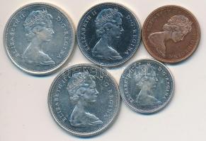 Kanada 1965. 1c Cu + 5c Ni + 10c Ag + 25c Ag + 1967. 25c Ag T:1-2
Canada 1965. 1 Cent Cu + 5 Cents N...