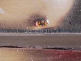 Ezüst (Ag.) tálca, hólyag domborított szegéllyel, jelzett, GA mesterjellel, 35×19 cm, nettó: 403 g /...