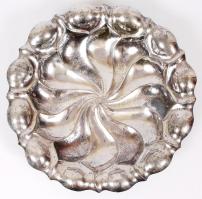 Ezüst (Ag.) kínálótál, hólyag domborított díszítéssel, jelzett, OR mesterjellel, d:31 cm, nettó: 548 g / Silver tray