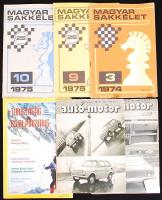 10 db sportújság a '70-es évekből: 1975-76 6 db Autó-motor, 1974-75 3db Sakk-élet, 1995 1db Turistaság és alpinizmus