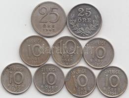 Svédország 1936-1956. 10ö Ag + 25ö Ag (9x) T:vegyes
Sweden 1936-1956. 10 Öre Ag + 25 Öre Ag (9x) C:m...