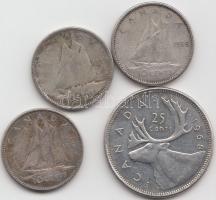 Kanada 1947-1968. 10c Ag (3x) + 25c Ag  T:vegyes Canada 1947-1968. 10c Ag (3x) + 25 Cent Ag C:mixed