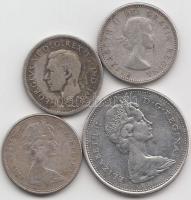 Kanada 1947-1968. 10c Ag (3x) + 25c Ag  T:vegyes
Canada 1947-1968. 10c Ag (3x) + 25 Cent Ag C:mixed