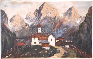 Olvashatatlan jelzéssel: Alpesi táj, olaj, vászon, foltos, 50×80 cm