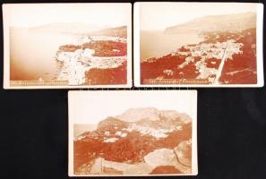 cca 1880 Sorrento és Capri 3 db keményhátú fotó / Italy vintage photos 17x11 cm