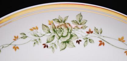 Hollóházi Erika tortatál, matricás, jelzett, hibátlan, m:12 cm, d:31 cm