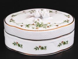 Hollóházi Erika bonbonier, jelzett, matricás, hibátlan állapotban/ Chinaware bonbonier in flawless condition, 16x8x11cm