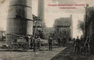 Újszeged (Szeged) kenderfonógyári katasztrófa, a kémény összeomlása (vágott / cut)