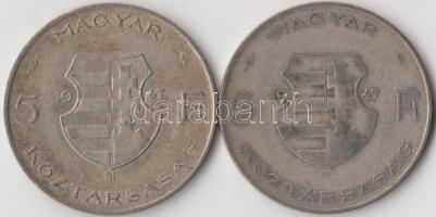 1947. 5Ft Ag "Kossuth" (2x) T:2-,3