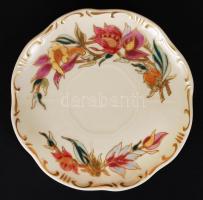 Zsolnay virág mintás kétfülű csésze és alj, kézzel festett, jelzett, hibátlan, pótlás céljából, m:7 ...